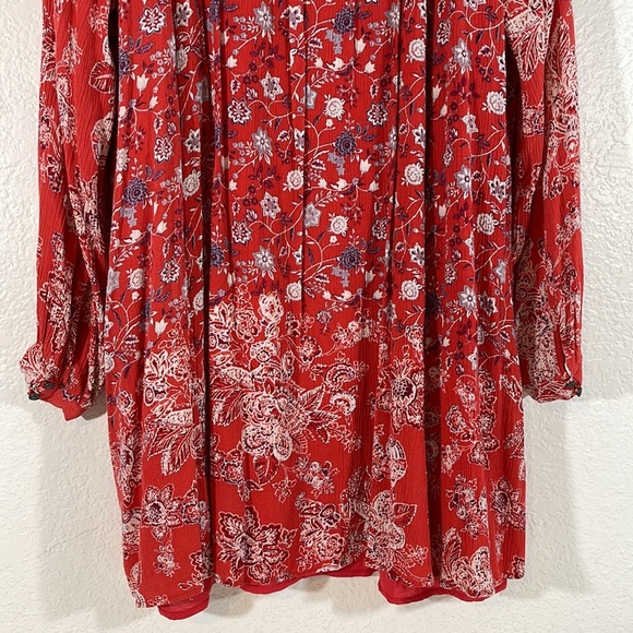 Free People Lucky Loosey Mini Dress Lined Blood Orange Combo OB404116 Size M - Picture 8 of 12